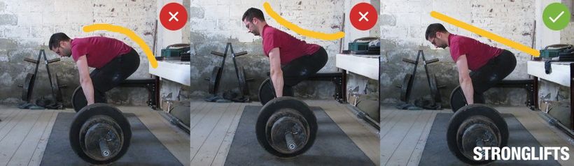 Nevhodná technika kulacení nebo prohýbání zad