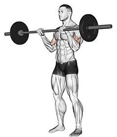 Muž provádějící cvik bicepsový zdvih nadhmatem