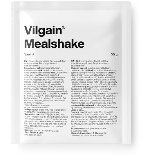 Nutriční nápoj Vilgain Mealshake nahradí kvalitní svačinu, když není čas