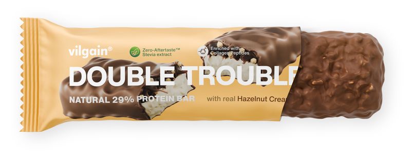 Vilgain Double Trouble Protein Bar Lískooříškový krém s mléčnou čokoládou 55 g Obrázek