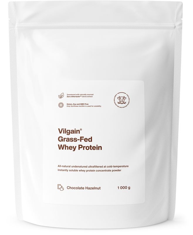 Vilgain Grass-Fed Whey Protein čokoláda/lískový ořech 1000 g Obrázek