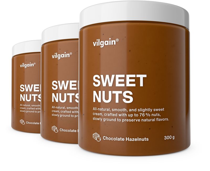 Vilgain Sweet Nuts – 3× lískové ořechy s čokoládou 300 g