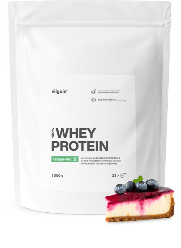 Vilgain Grass-Fed Whey Protein borůvkový cheesecake 1000 g Obrázek