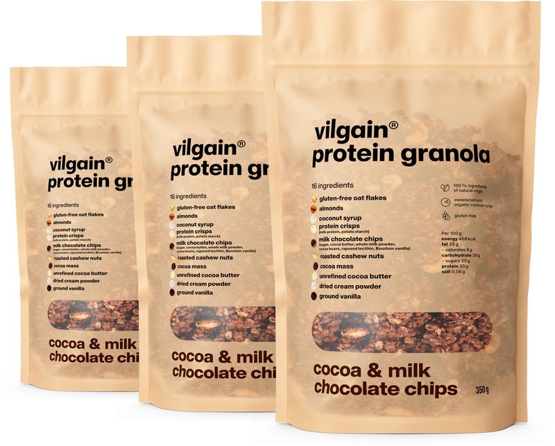 Levně Vilgain Protein Granola – 3× Kakao a mléčná čokoláda 350 g