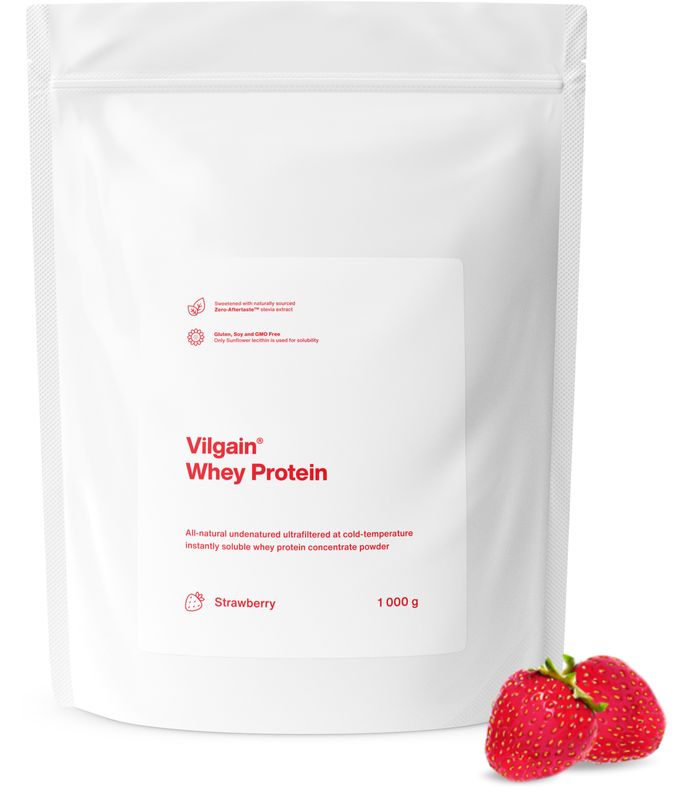 Vilgain Whey Protein jahoda 1000 g Obrázek