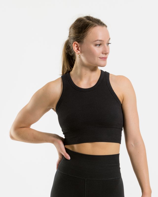 Vilgain Cotton Crop Top M jet black Obrázek