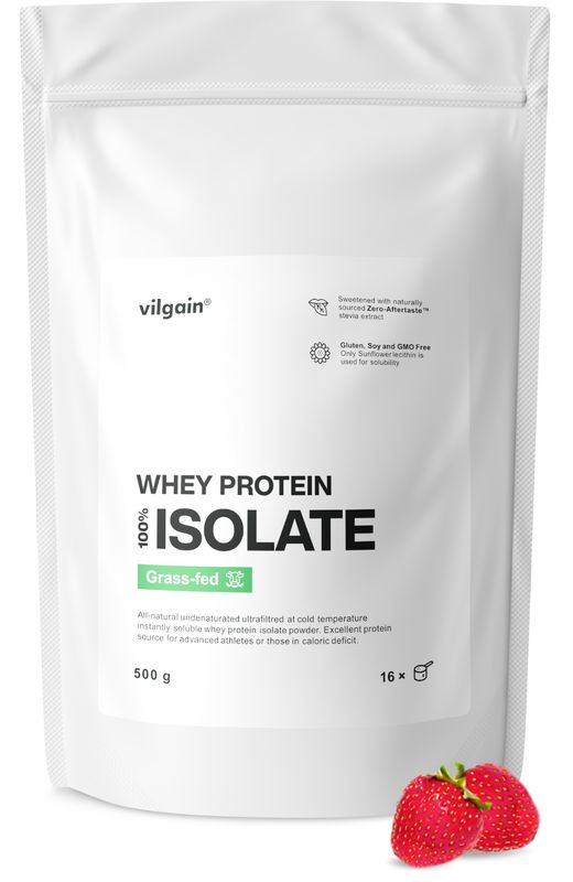 Vilgain Grass-Fed Whey Protein Isolate jahoda 500 g Obrázek