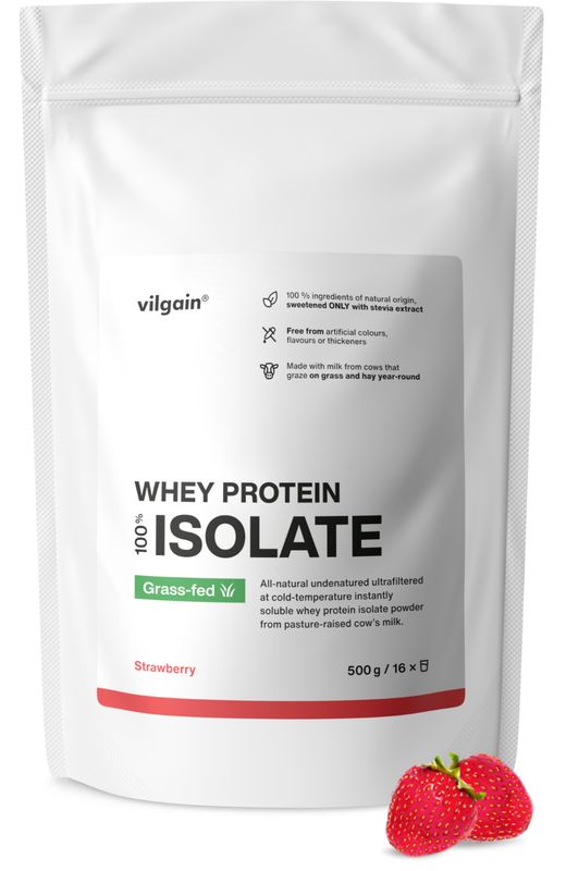 Vilgain Grass-Fed Whey Protein Isolate jahoda 500 g Obrázek