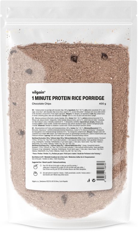 Vilgain Minutová proteinová rýžová kaše chocolate chip 400 g