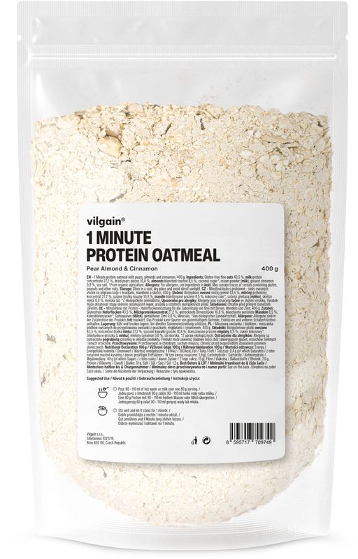 Vilgain Minutová proteinová ovesná kaše Hruška s mandlemi a skořicí 400 g