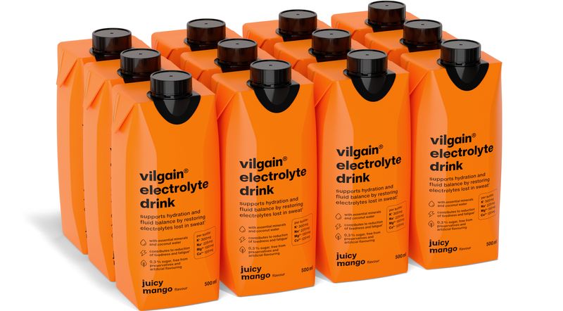 Vilgain Electrolyte Drink –  12× šťavnaté mango 500 ml