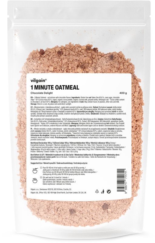 Levně Vilgain Minutová ovesná kaše – čokoláda 400 g