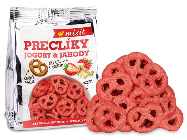 Mixit Praclíky – jogurt/biela čokoláda/jahody 70 g