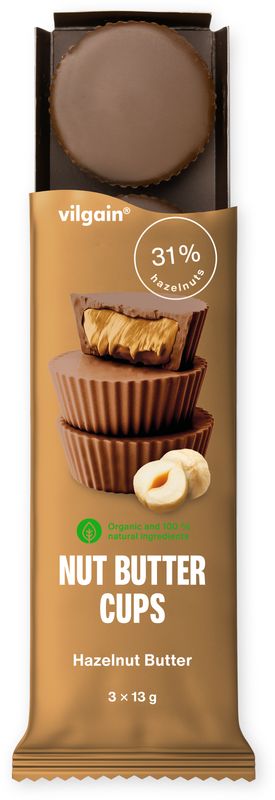 Levně Vilgain Nut Butter Cups BIO – lískooříškové máslo 39 g (3 x 13 g)