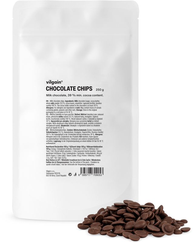 Levně Vilgain Čokopecičky – mléčná čokoláda 250 g