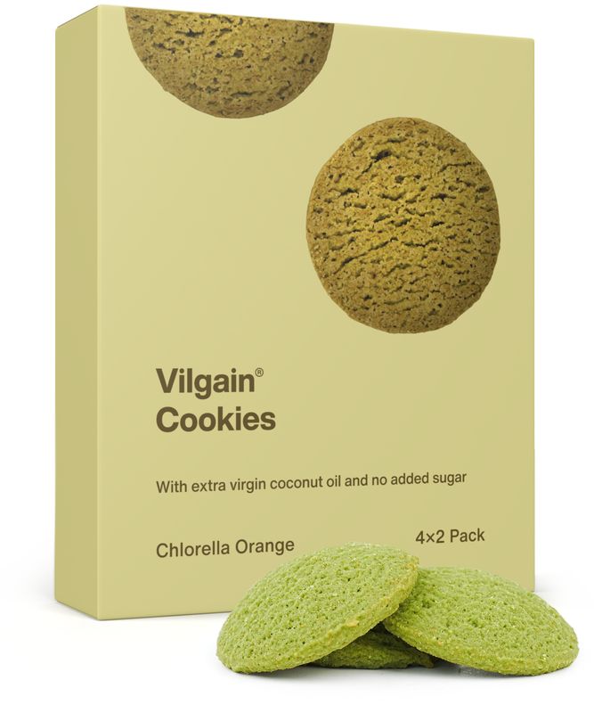 Vilgain Cookies BIO chlorella a pomeranč 135 g (4 x 2 sušenky) Obrázek