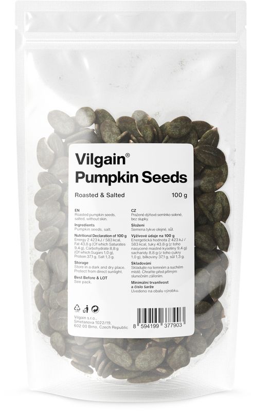 Vilgain Roasted Pumpkin Seeds salted 100 g Obrázek