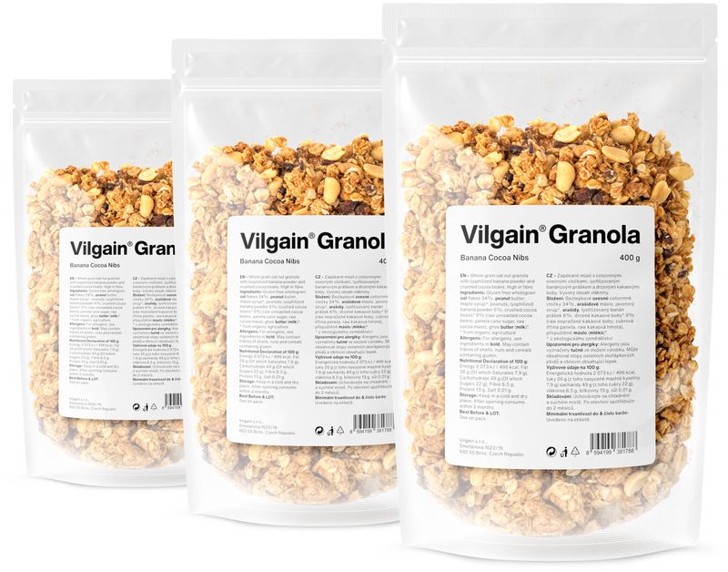 Vilgain Granola –  3× banán a kakaové nibsy 400 g