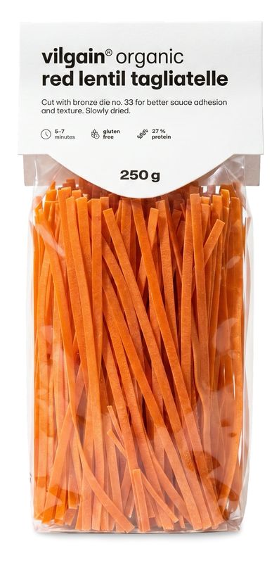 Vilgain Luštěninové těstoviny BIO – Tagliatelle z červené čočky 250 g