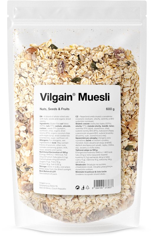 Vilgain Muesli ořechy, semínka & ovoce 600 g Obrázek