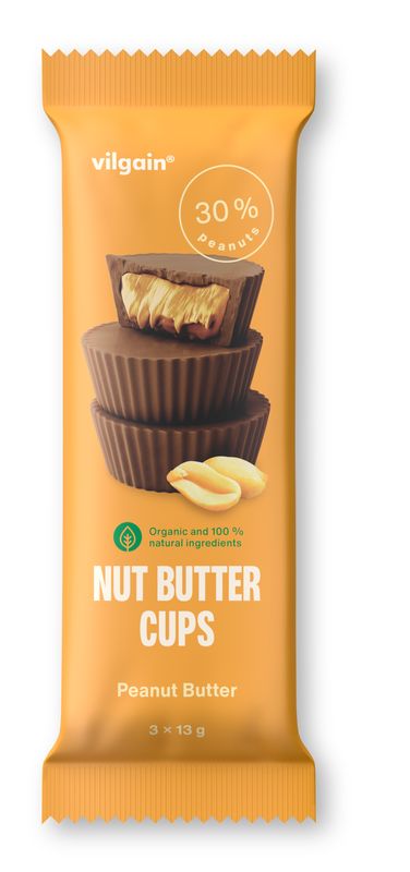 Levně Vilgain Nut Butter Cups BIO – arašídové máslo 39 g (3 x 13 g)