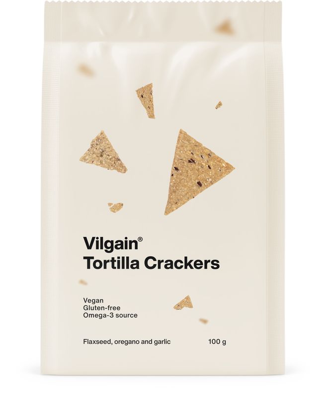 Vilgain Tortilla Crackers BIO lněná semínka, oregano a česnek 100 g Obrázek