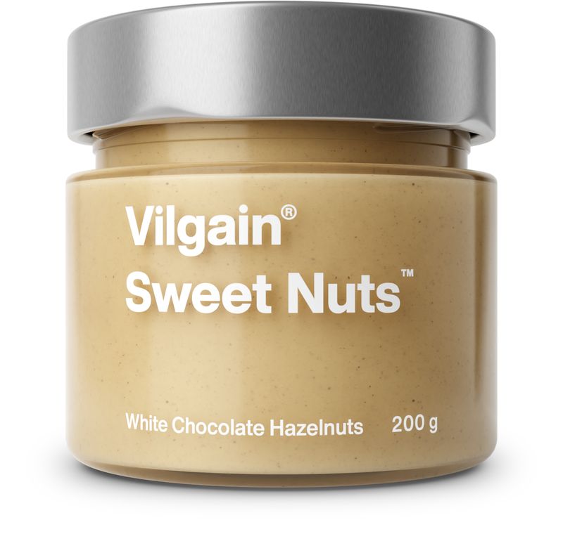 Vilgain Sweet Nuts lieskové orechy s bielou čokoládou 200 g - Skrátená trvanlivosť
