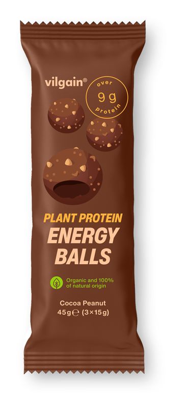 Levně Vilgain Plant Protein Energy Balls BIO – kakao 45 g (3 x 15 g)