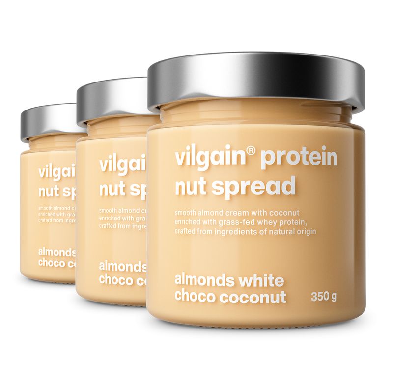 Vilgain Cheat Spread – 3× mandle s bílou čokoládou a kokosem 350 g