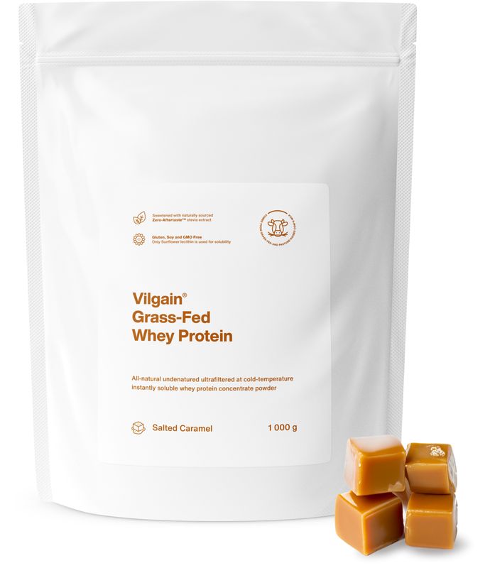 Vilgain Grass-Fed Whey Protein slaný karamel 1000 g Obrázek