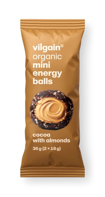 Vilgain Mini Energy Balls BIO – kakao s mandlemi 36 g (2 x 18 g)