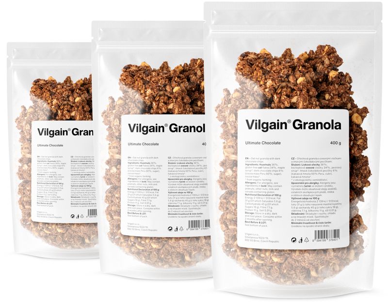 Vilgain Granola –  3× ultimátní čokoláda 400 g