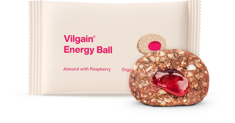 Vilgain Energy Ball BIO mandle s malinovým džemem 30 g Obrázek