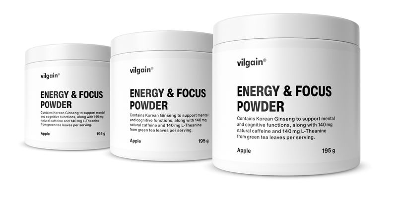 Vilgain Energy & Focus Powder –  3× jablko 195 g