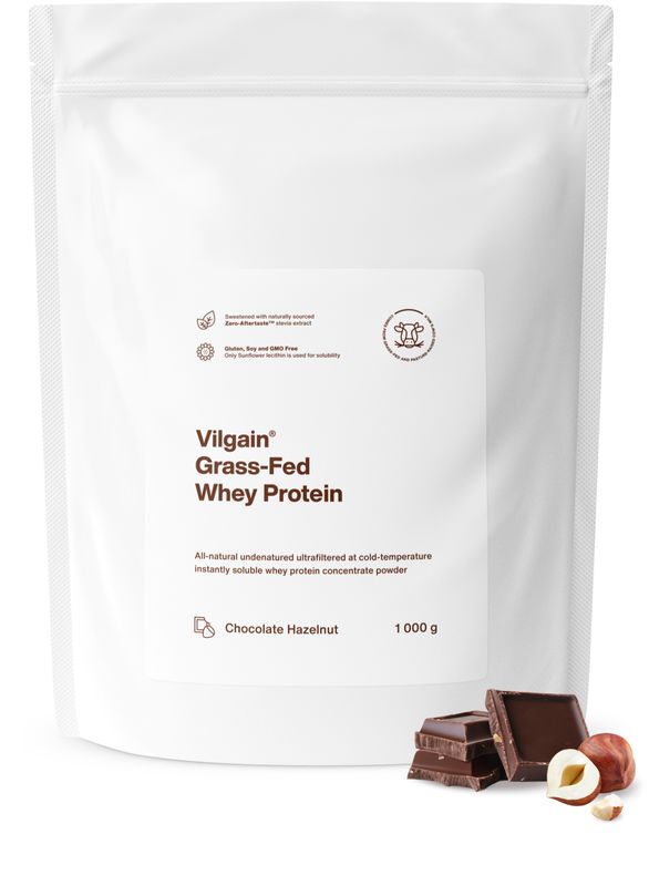 Vilgain Grass-Fed Whey Protein čokoláda/lískový ořech 1000 g Obrázek