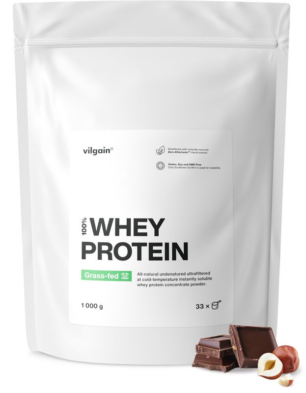 Vilgain Grass-Fed Whey Protein čokoláda/lískový ořech 1000 g Obrázek