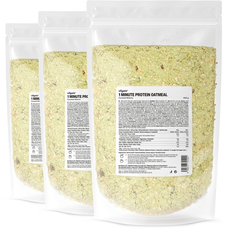 Vilgain Minutová proteinová ovesná kaše – 3× karamel a matcha