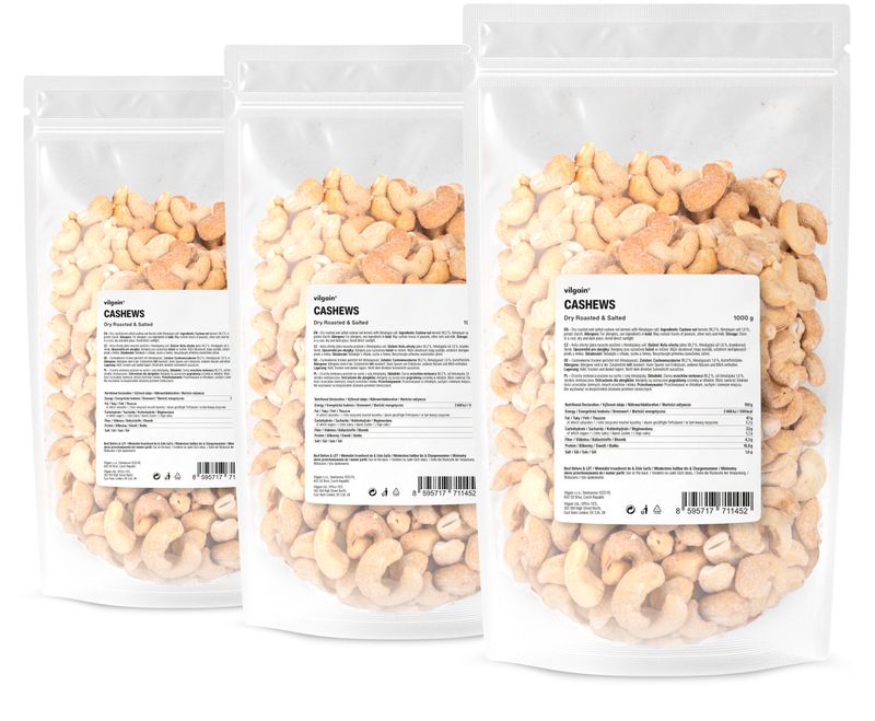 Vilgain Kešu na sucho pražené –  3× solené 1000 g