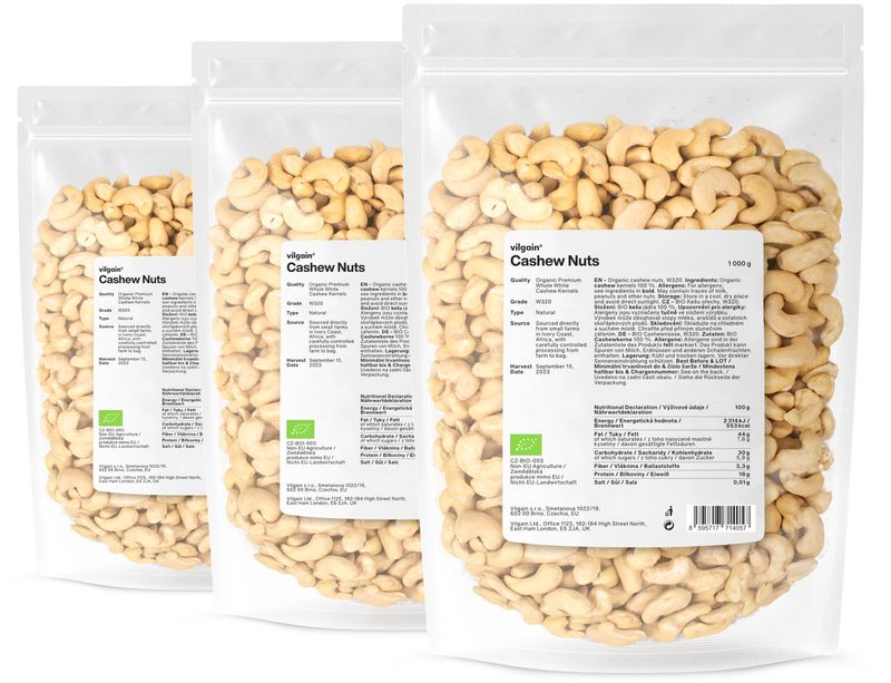 Vilgain Kešu orechy BIO –  3× WW320 1000 g