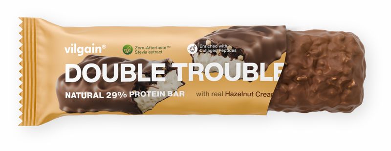 Vilgain Double Trouble Protein Bar Lískooříškový krém s mléčnou čokoládou 55 g Obrázek