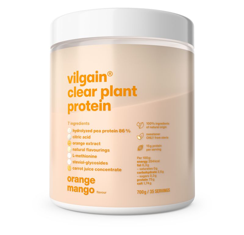 Vilgain Clear Plant Protein – Mango a pomeranč 700 g