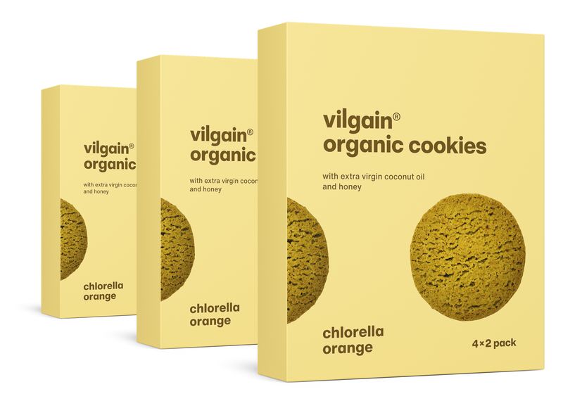 Levně Vilgain Cookies BIO – 3× chlorella a pomeranč 135 g (4 x 2 sušenky)