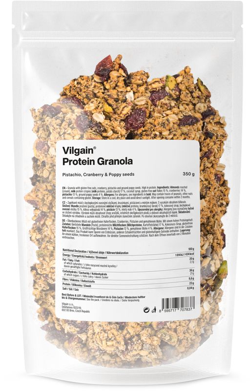 Vilgain Protein Granola pistácie, brusinky a mák 350 g