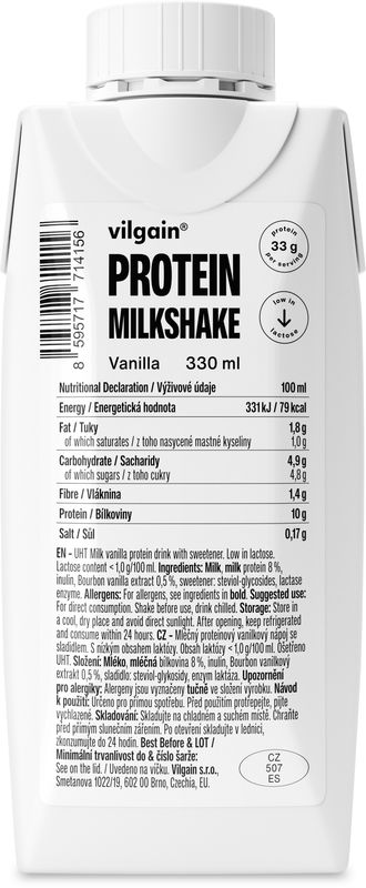 Vilgain Protein Milkshake vanilka 330 ml