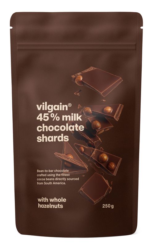Vilgain Lámaná čokoláda – 45% mliečna čokoláda s lieskovými orechmi 250 g