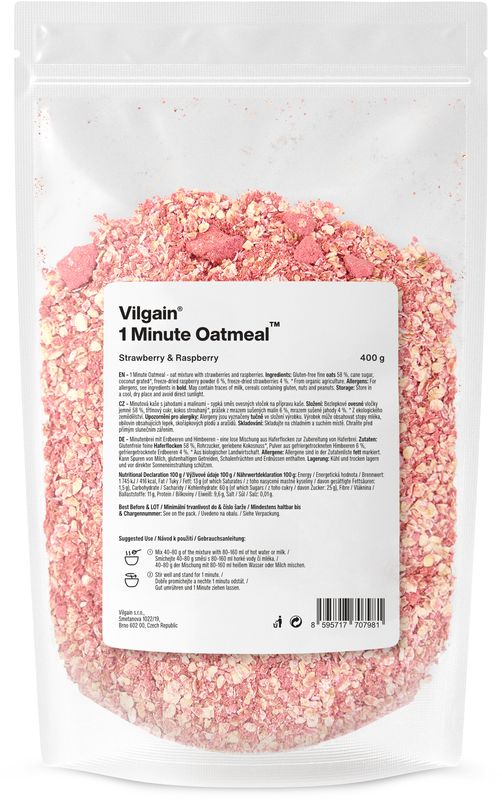 Vilgain Minútová ovsená kaša – jahoda a malina 400 g