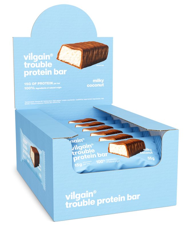 Vilgain Trouble Protein Bar – 12× Kokos s mléčnou čokoládou 55 g