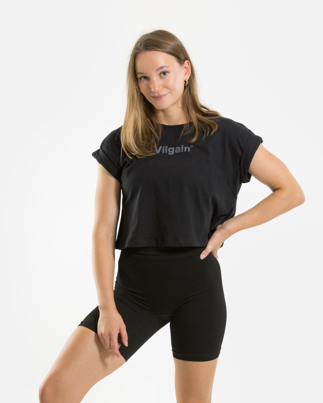 Vilgain Logotype Crop Top L Černá Obrázek