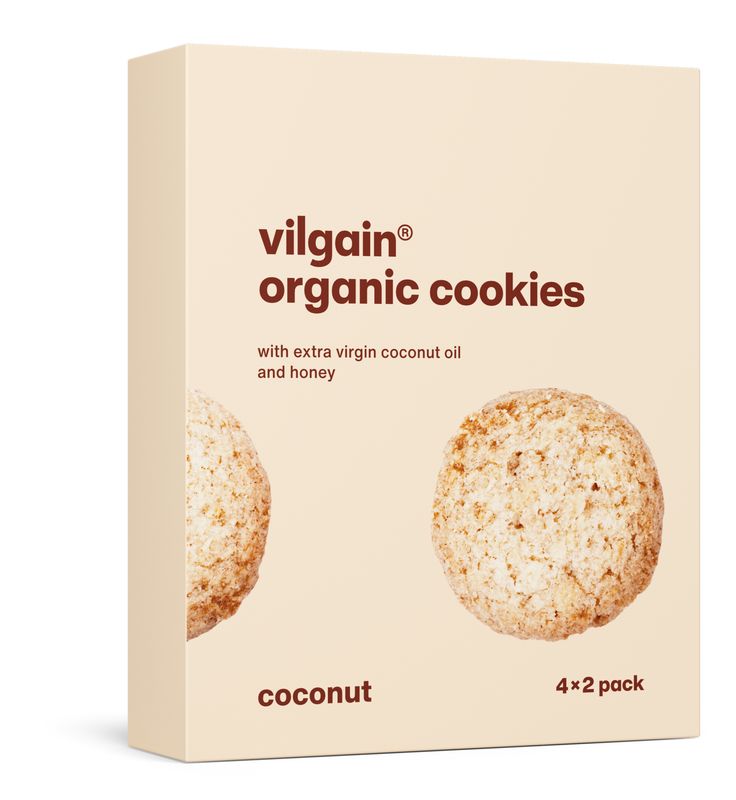 Vilgain Cookies BIO – kokos 135 g (4 x 2 sušenky)