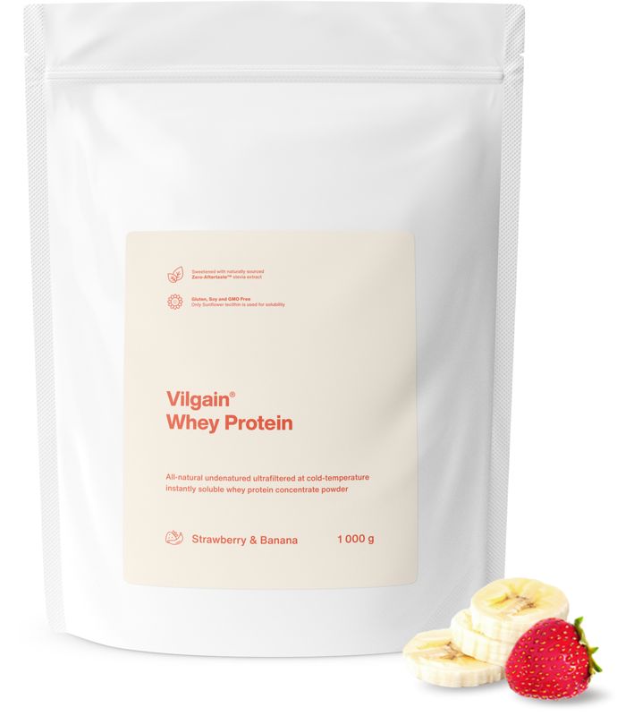Vilgain Whey Protein jahoda a banán 1000 g Obrázek
